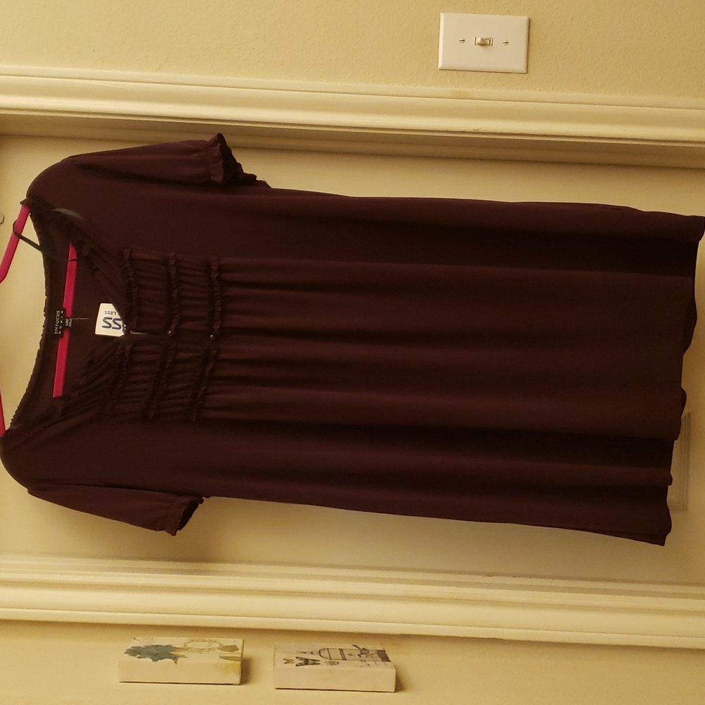 Slinky, polyester simple dress, pretty eggplant color..